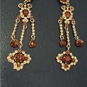 Elegant Gold and Brown Dangle Earrings